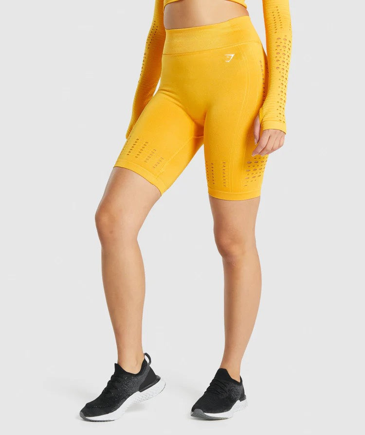 GYMSHARK GLOW SEAMLESS YELLOW ŠORTAI