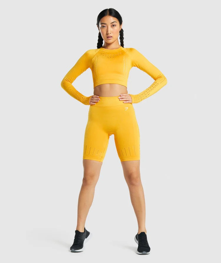 GYMSHARK GLOW SEAMLESS YELLOW ŠORTAI