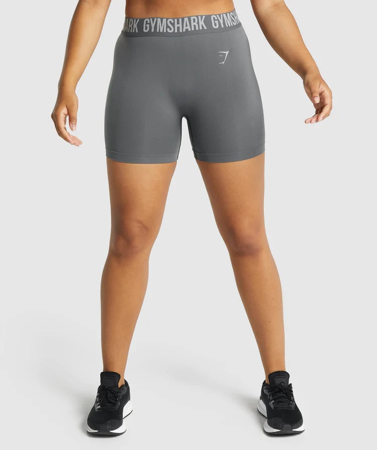 GYMSHARK FIT SEAMLESS LIGHT GREY MARL/GREY ŠORTAI