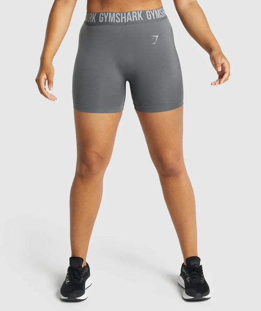 GYMSHARK FIT SEAMLESS LIGHT GREY MARL/GREY ŠORTAI