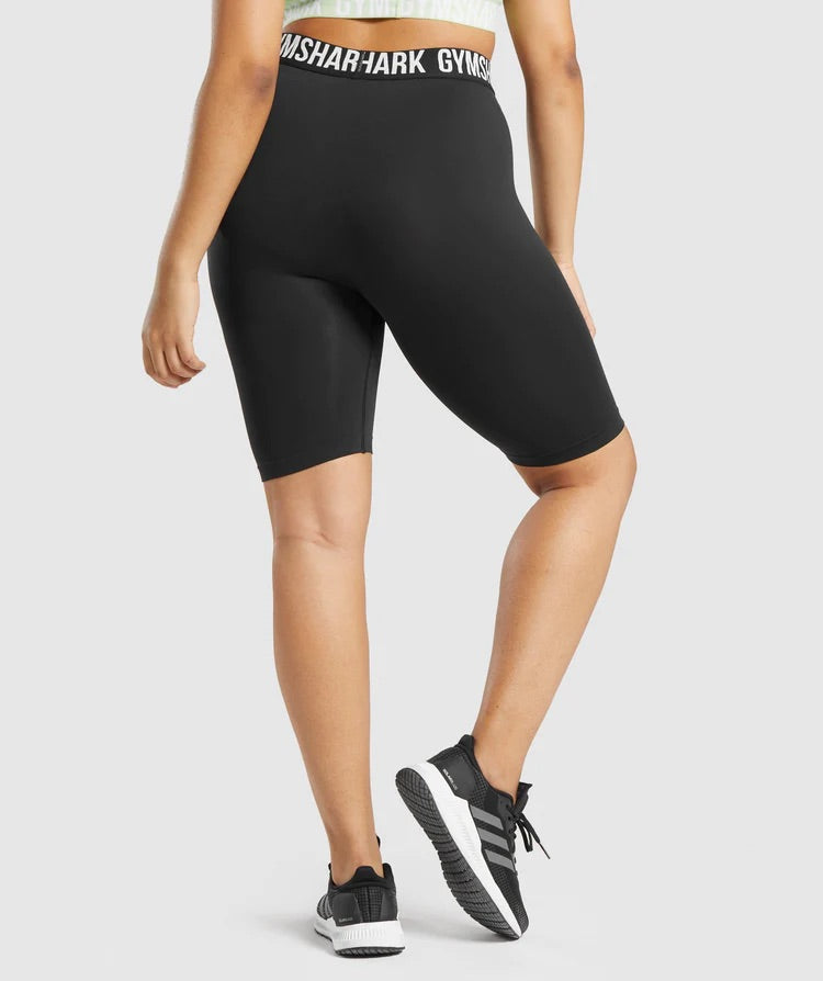 GYMSHARK FIT SEAMLESS CYCLING L BLACK/WHITE ŠORTAI