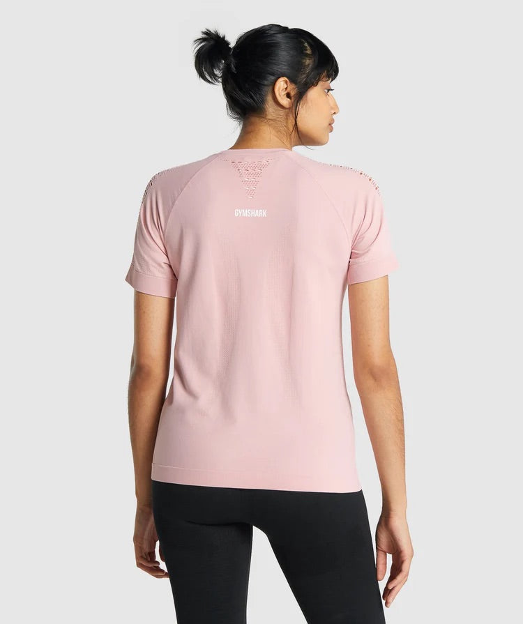 GYMSHARK ENERGY SEAMLESS T-SHIRT LIGHT PINK SPORTINĖ PALAIDINĖ