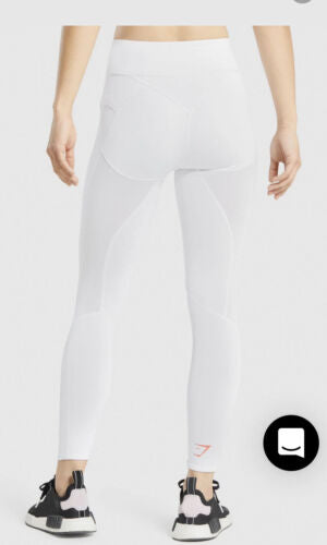 GYMSHARK PULSE MESH LEGGINGS WHITE TAMPRĖS