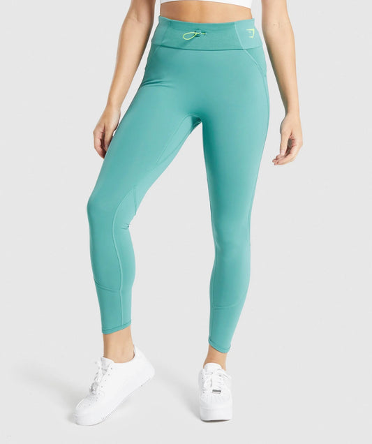 GYMSHARK PULSE MESH LEGGINGS TEAL TAMPRĖS