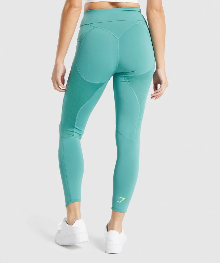 GYMSHARK PULSE MESH LEGGINGS TEAL TAMPRĖS