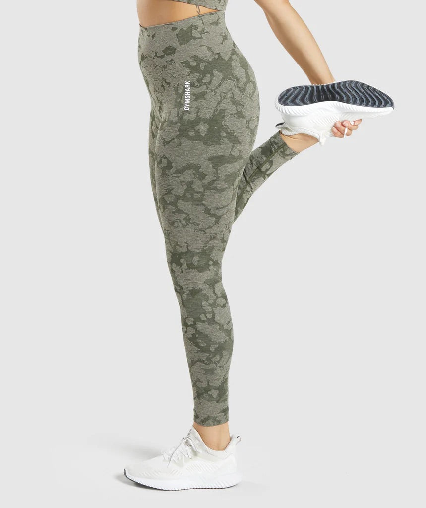 GYMSHARK ADAPT CAMO SEAMLESS GREEN TAMPRĖS