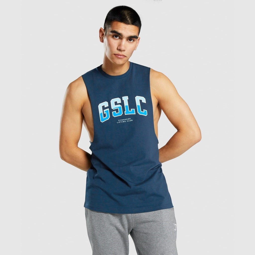 GYMSHARK GSLC DROP ARM TANK NAVY BLUE SPORTINĖ PALAIDINĖ