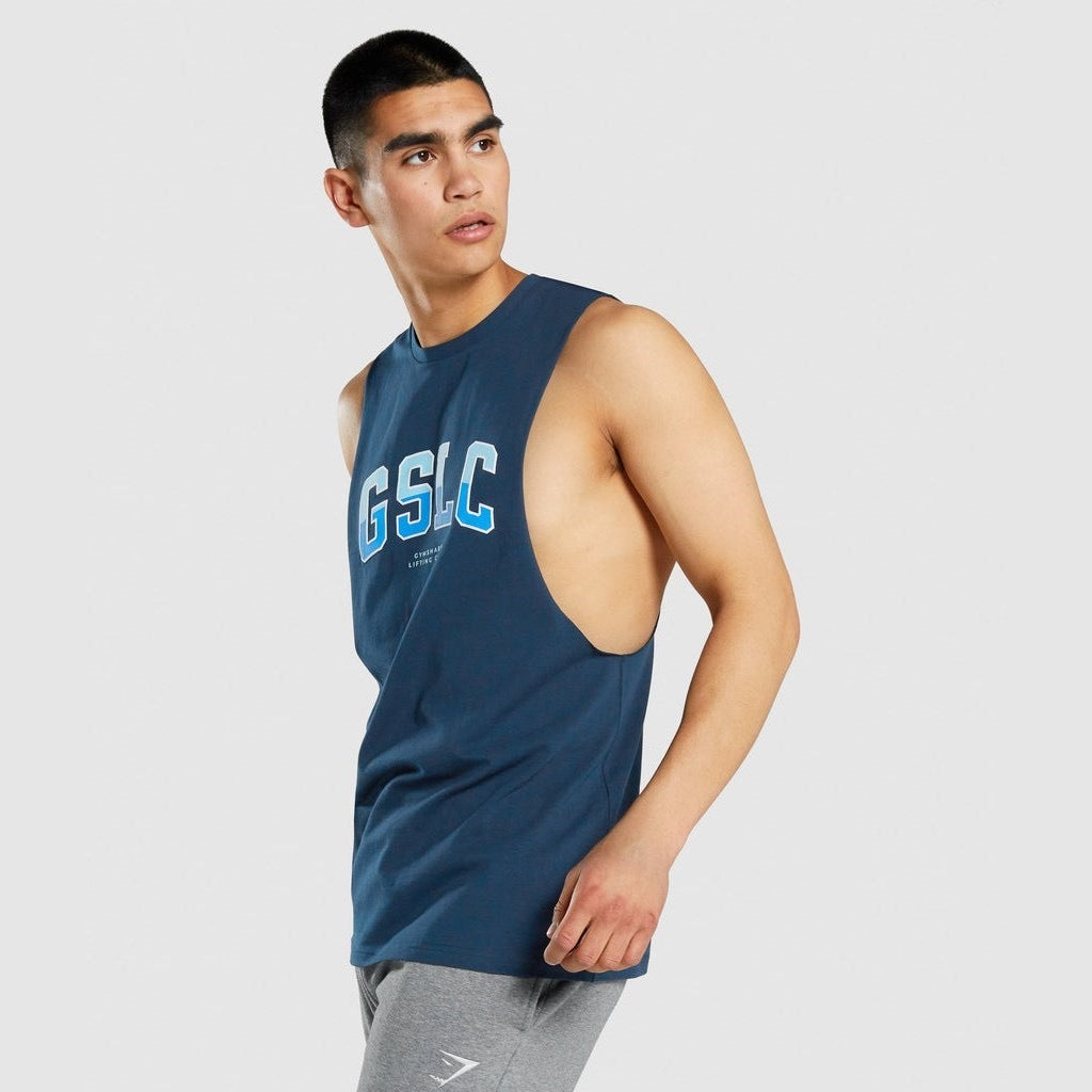 GYMSHARK GSLC DROP ARM TANK NAVY BLUE SPORTINĖ PALAIDINĖ