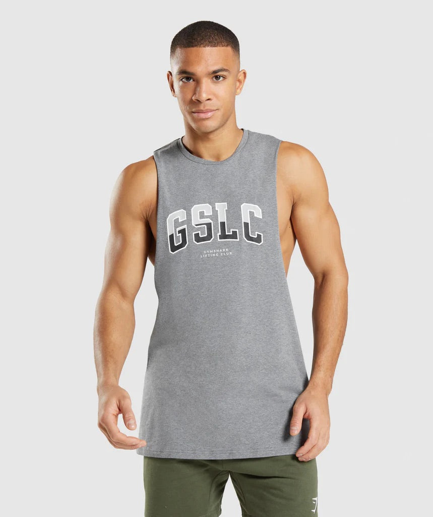 GYMSHARK GSLC DROP ARM TANK CHARCOAL GREY SPORTINĖ PALAIDINĖ