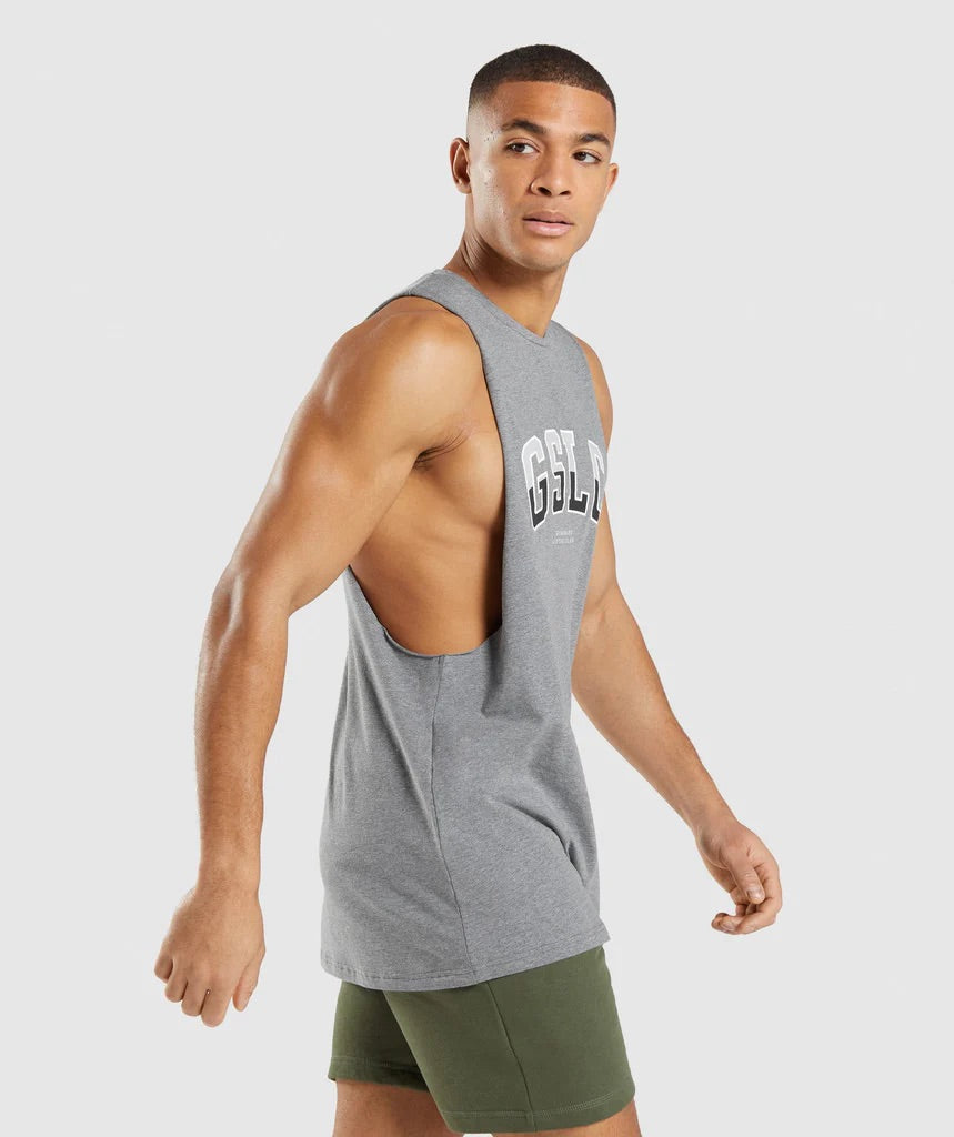 GYMSHARK GSLC DROP ARM TANK CHARCOAL GREY SPORTINĖ PALAIDINĖ