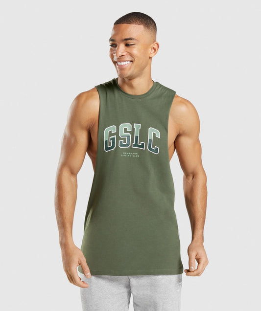 GYMSHARK GSLC DROP ARM TANK INFILL GREEN SPORTINĖ PALAIDINĖ