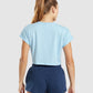 GYMSHARK LEGACY GRAPHIC CROP TEE BLUE MARŠKINĖLIAI