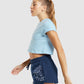 GYMSHARK LEGACY GRAPHIC CROP TEE BLUE MARŠKINĖLIAI