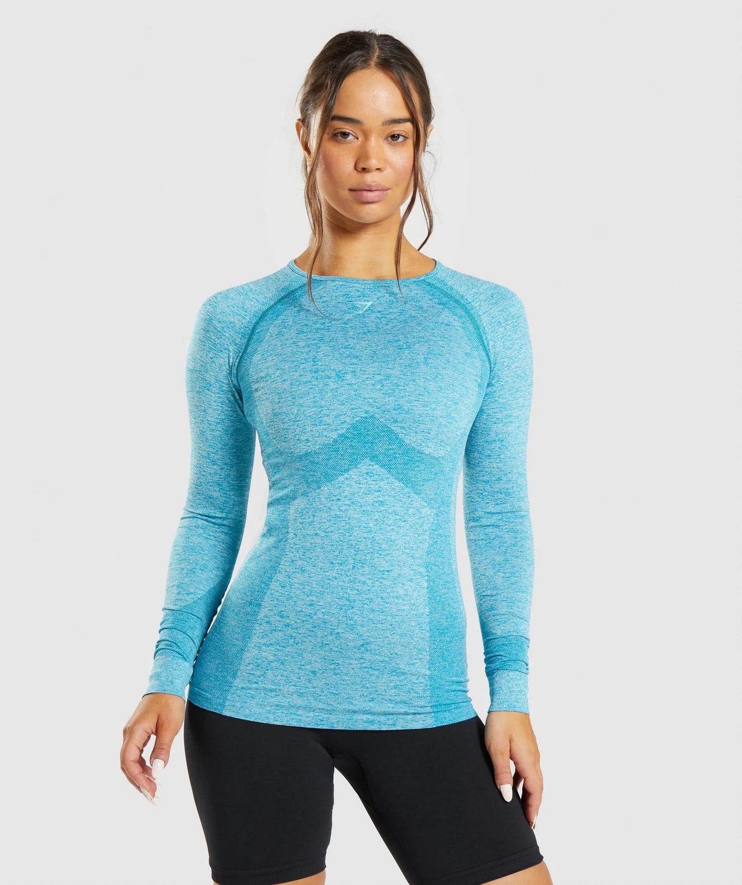 GYMSHARK FLEX LONG SLEEVE TOP ATLAS BLUE MARL SPORTINĖ PALAIDINĖ