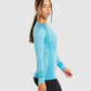 GYMSHARK FLEX LONG SLEEVE TOP ATLAS BLUE MARL SPORTINĖ PALAIDINĖ