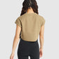 GYMSHARK PAUSE CROP TOP LIGHT BROWN SPORTINĖ PALAIDINĖ