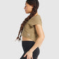GYMSHARK PAUSE CROP TOP LIGHT BROWN SPORTINĖ PALAIDINĖ