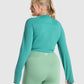 GYMSHARK TRAINING LONG SLEEVE CROP TOP TEAL SPORTINĖ PALAIDINĖ