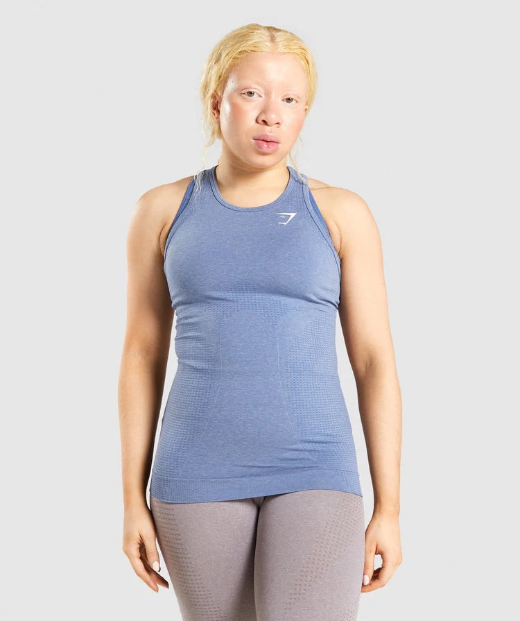 GYMSHARK VITAL SEAMLESS VEST BLUE MARL SPORTINĖ PALAIDINĖ