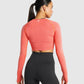 GYMSHARK VITAL SEAMLESS LONG SLEEVE CROP TOP ORANGE PINK MARL SPORTINĖ PALAIDINĖ