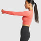 GYMSHARK VITAL SEAMLESS LONG SLEEVE CROP TOP ORANGE PINK MARL SPORTINĖ PALAIDINĖ