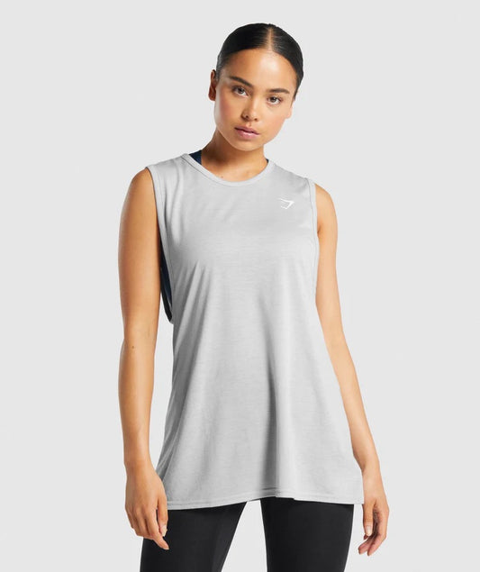 GYMSHARK TRAINING DROP ARM TANK LIGHT GREY SPORTINĖ PALAIDINĖ