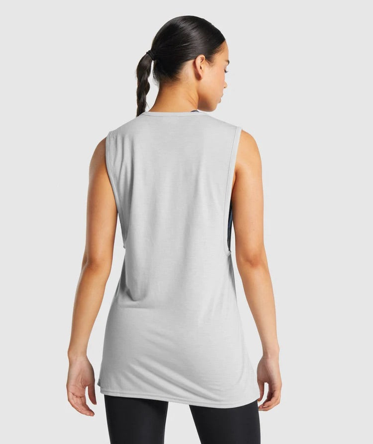 GYMSHARK TRAINING DROP ARM TANK LIGHT GREY SPORTINĖ PALAIDINĖ