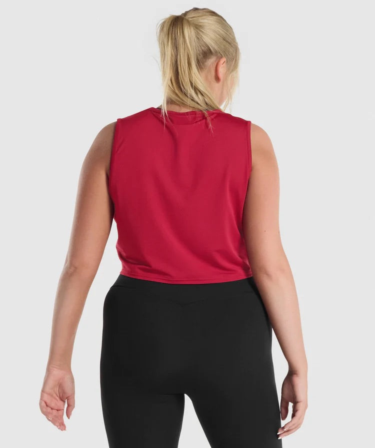 GYMSHARK TRAINING CROP TANK BURGUNDY SPORTINĖ PALAIDINĖ