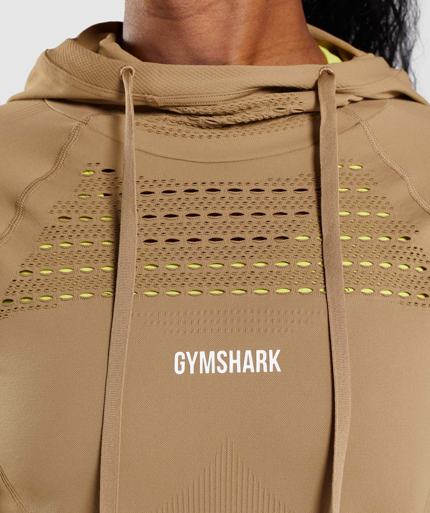 GYMSHARK ENERGY SEAMLESS HOODIE BISCOTTI BROWN SPORTINĖ PALAIDINĖ