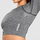 GYMSHARK ADAPT MARL SEAMLESS LONG SLEEVE CROP TOP BLACK SPORTINĖ PALAIDINĖ