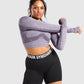 GYMSHARK FLEX SPORTS LONG SLEEVE CROP TOP PURPLE MARL SPORTINĖ PALAIDINĖ