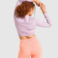 GYMSHARK ADAPT MARL SEAMLESS LONG SLEEVE CROP TOP PINK SPORTINĖ PALAIDINĖ
