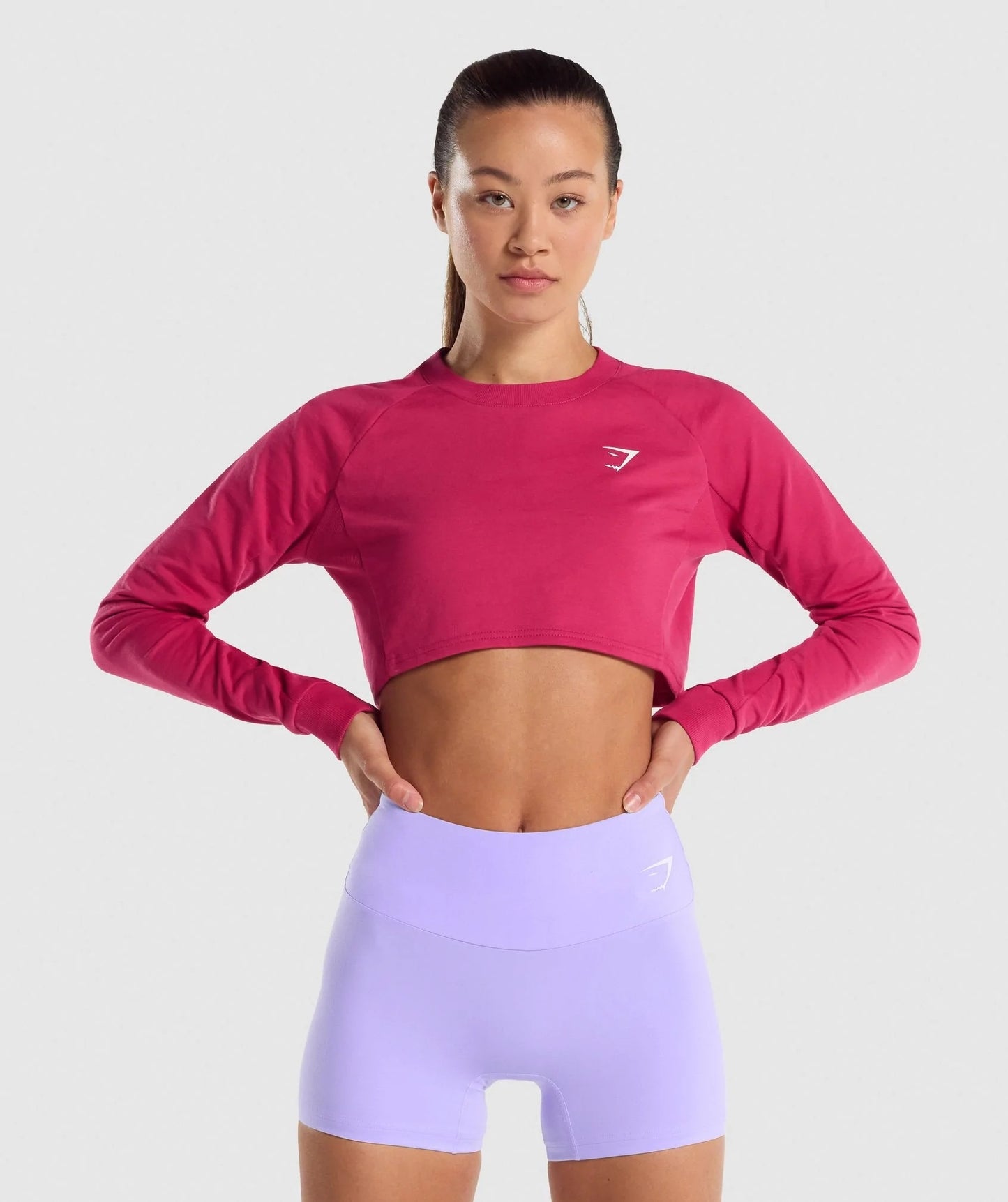 GYMSHARK TRAINING CROPPED SWEATER PINK DŽEMPERIS