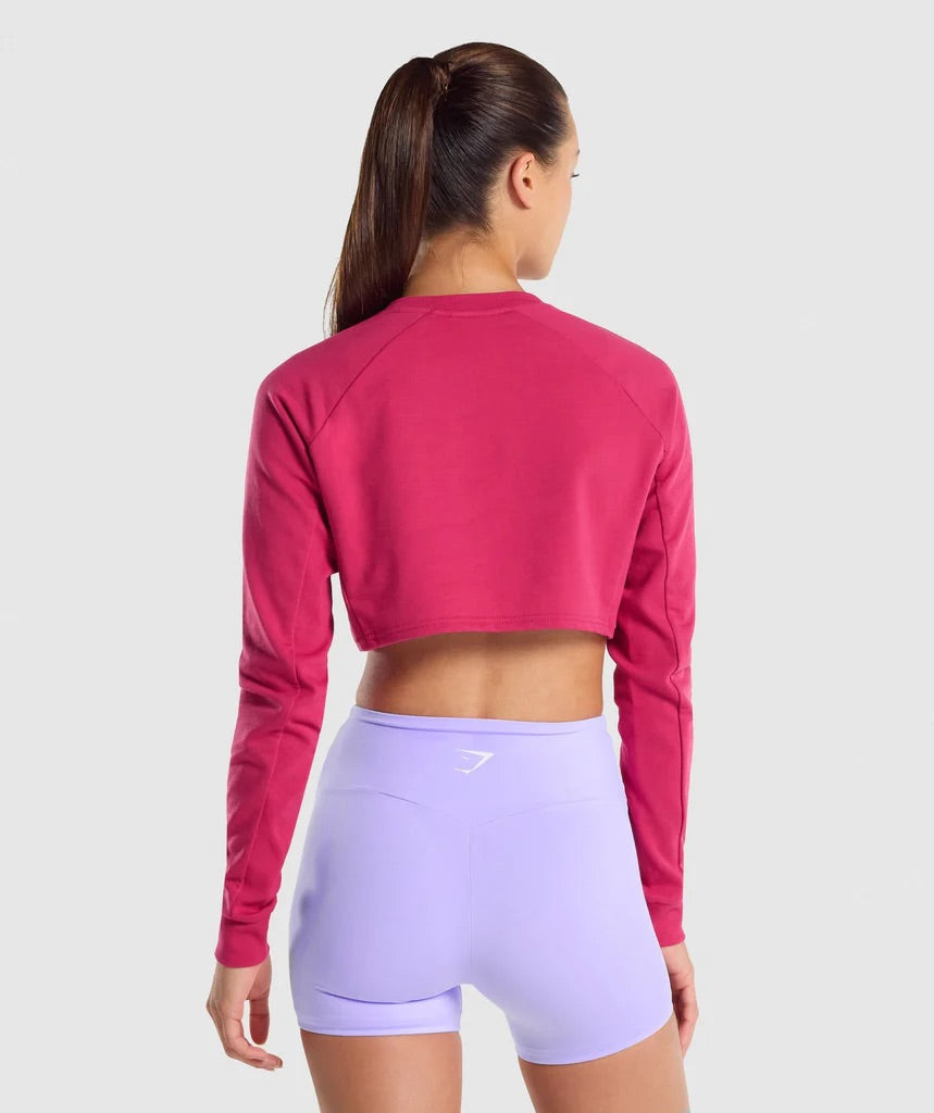 GYMSHARK TRAINING CROPPED SWEATER PINK DŽEMPERIS