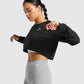 GYMSHARK TRAINING CROPPED SWEATER BLACK DŽEMPERIS