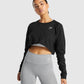 GYMSHARK TRAINING CROPPED SWEATER BLACK DŽEMPERIS