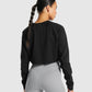 GYMSHARK TRAINING CROPPED SWEATER BLACK DŽEMPERIS