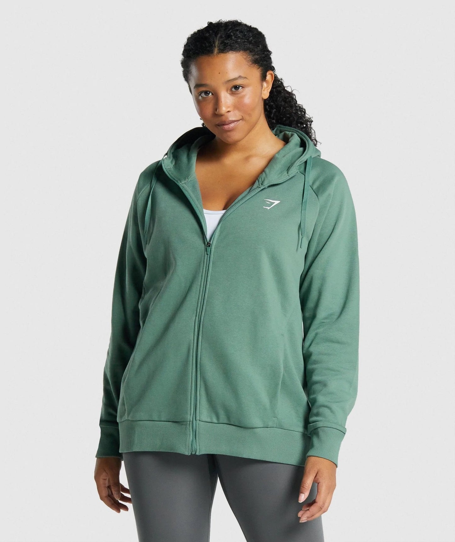 GYMSHARK TRAINING ZIP UP HOODIE GREEN DŽEMPERIS