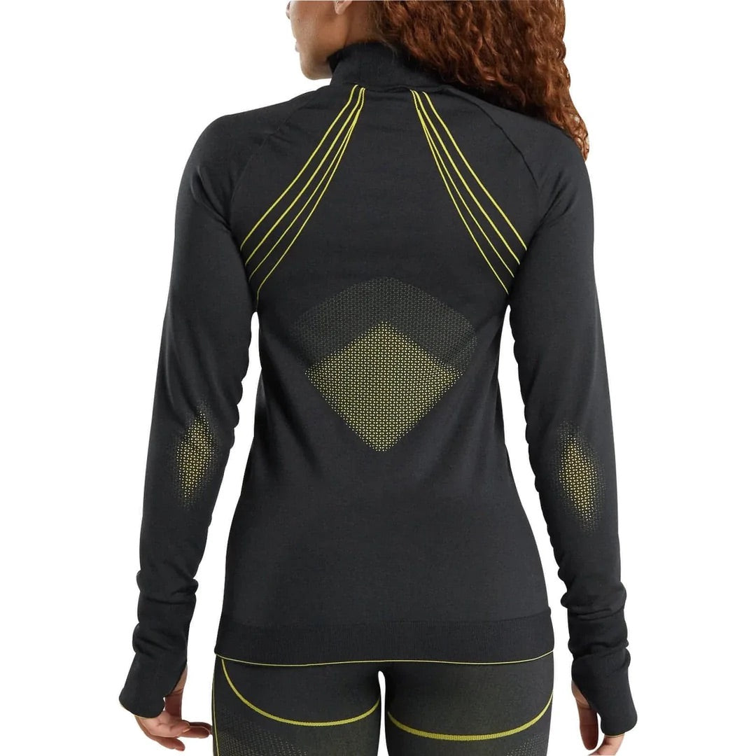 GYMSHARK APEX SEAMLESS HALF ZIP LONG SLEEVE BLACK-CITRUS DŽEMPERIS