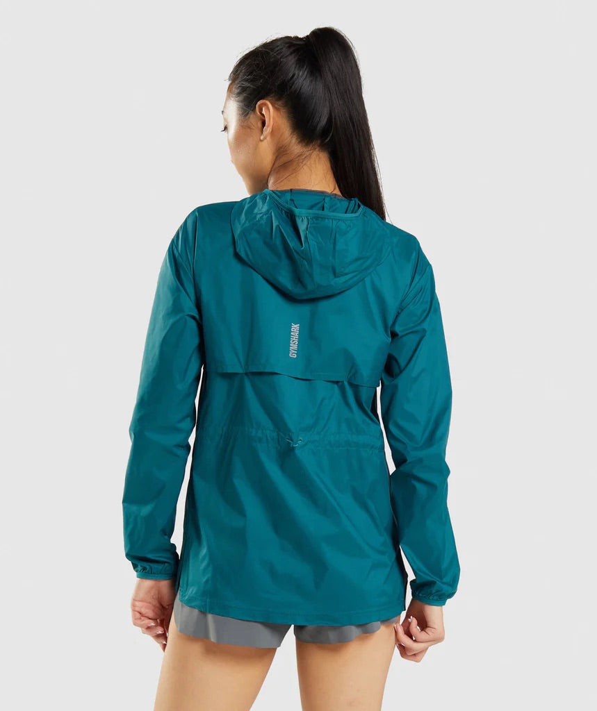 GYMSHARK SPEED WINDBREAK TEAL BLUE STRIUKĖ