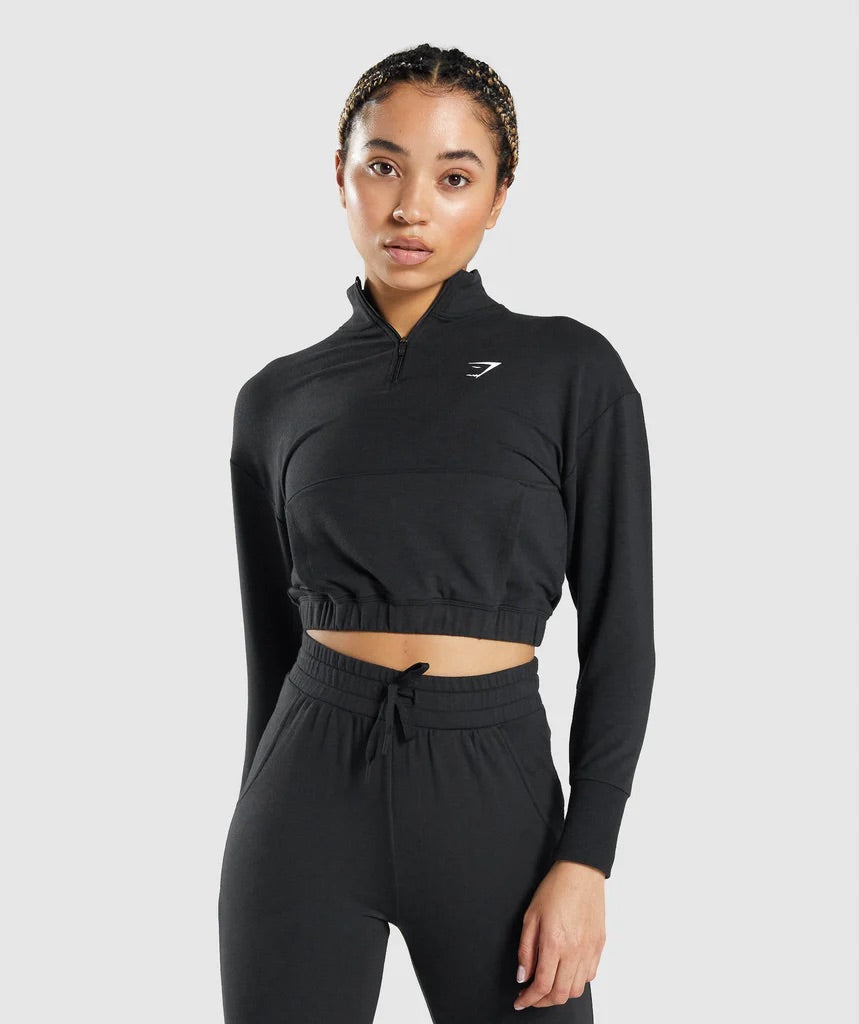 GYMSHARK PIPPA TRAINING PULLOVER BLACK DŽEMPERIS