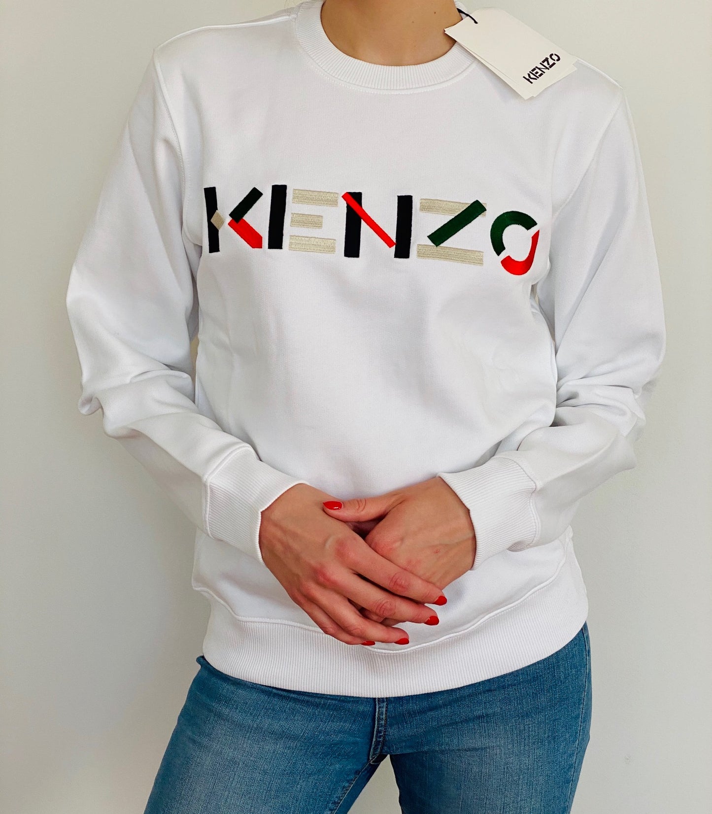 KENZO LOGO SWEATSHIRT MUL 5SW004 01 WHITE DŽEMPERIS