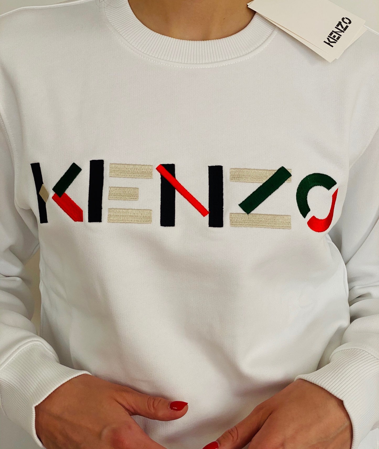 KENZO LOGO SWEATSHIRT MUL 5SW004 01 WHITE DŽEMPERIS