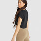 GYMSHARK PAUSE CROP TOP BLACK SPORTINĖ PALAIDINĖ