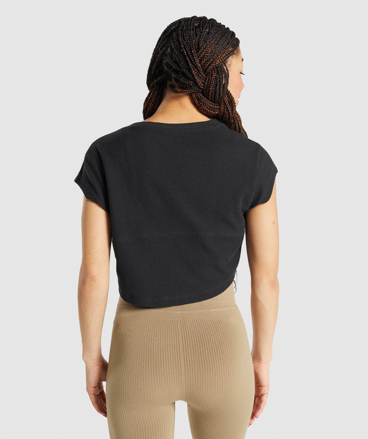 GYMSHARK PAUSE CROP TOP BLACK SPORTINĖ PALAIDINĖ