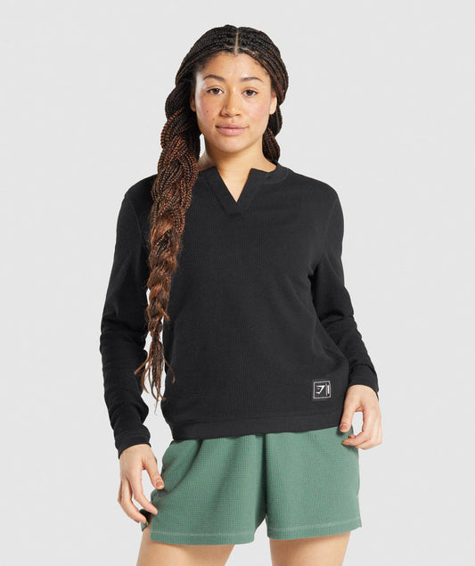 GYMSHARK PAUSE LONG SLEEVE TOP BLACK PALAIDINĖ
