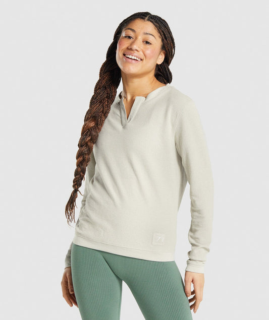 GYMSHARK PAUSE LONG SLEEVE TOP CREAM PALAIDINĖ