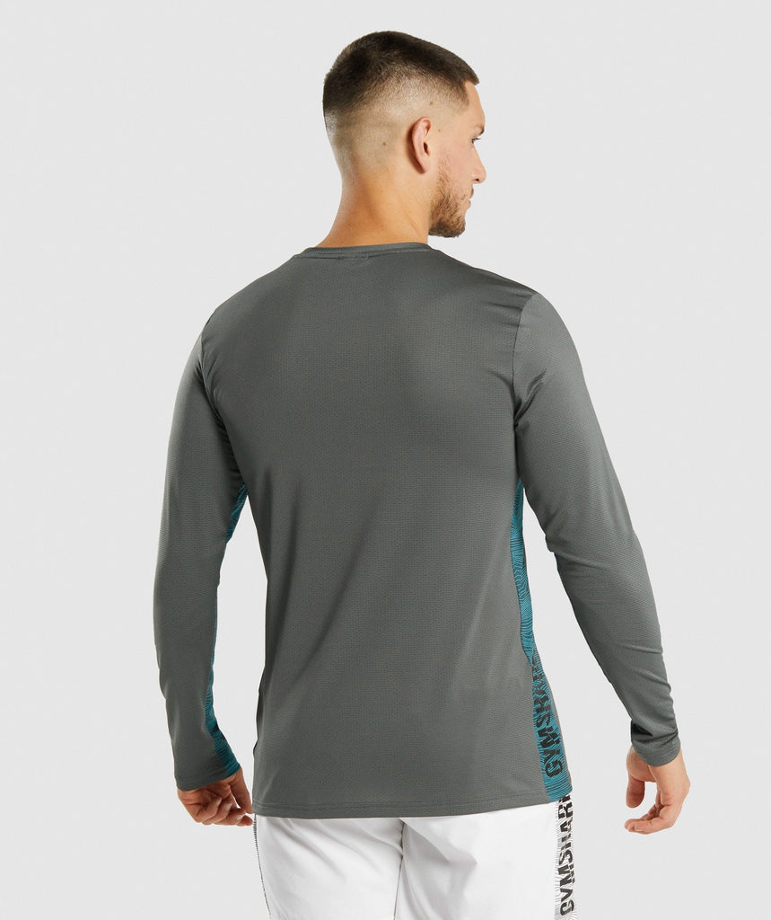 GYMSHARK SPORT LONG SLEEVE DARK GREY & BLUE SPORTINĖ PALAIDINĖ