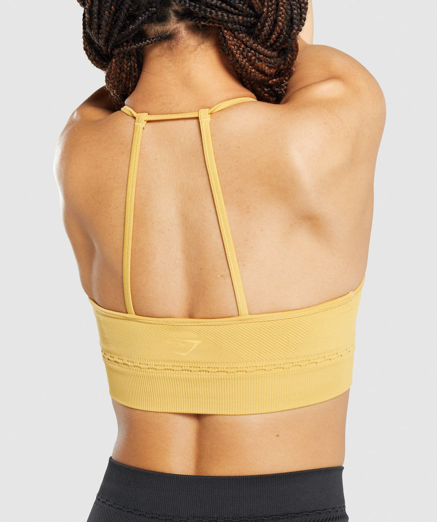 GYMSHARK STUDIO SEAMLESS SPORTS MUSTARD YELLOW LIEMENĖLĖ