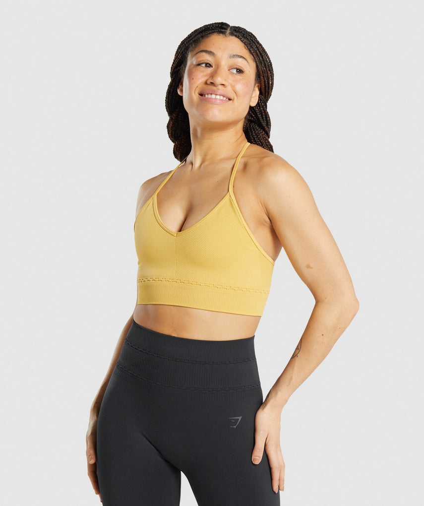 GYMSHARK STUDIO SEAMLESS SPORTS MUSTARD YELLOW LIEMENĖLĖ
